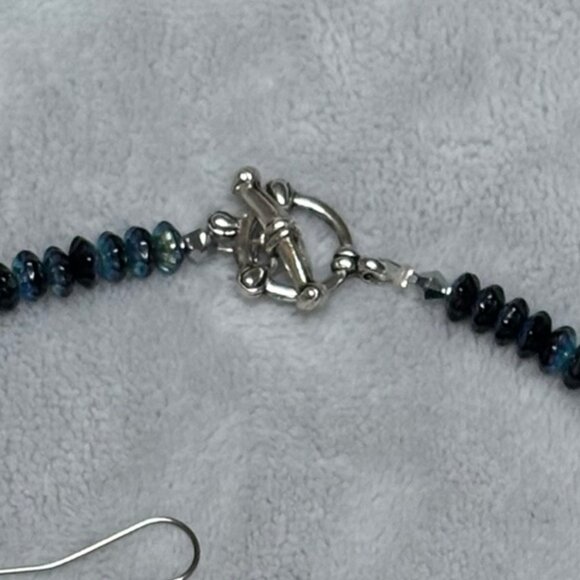 Hand Crafted Navy Blue Gold Foiled glass bead And Bird Necklace Bracelet Earring - Picture 3 of 4